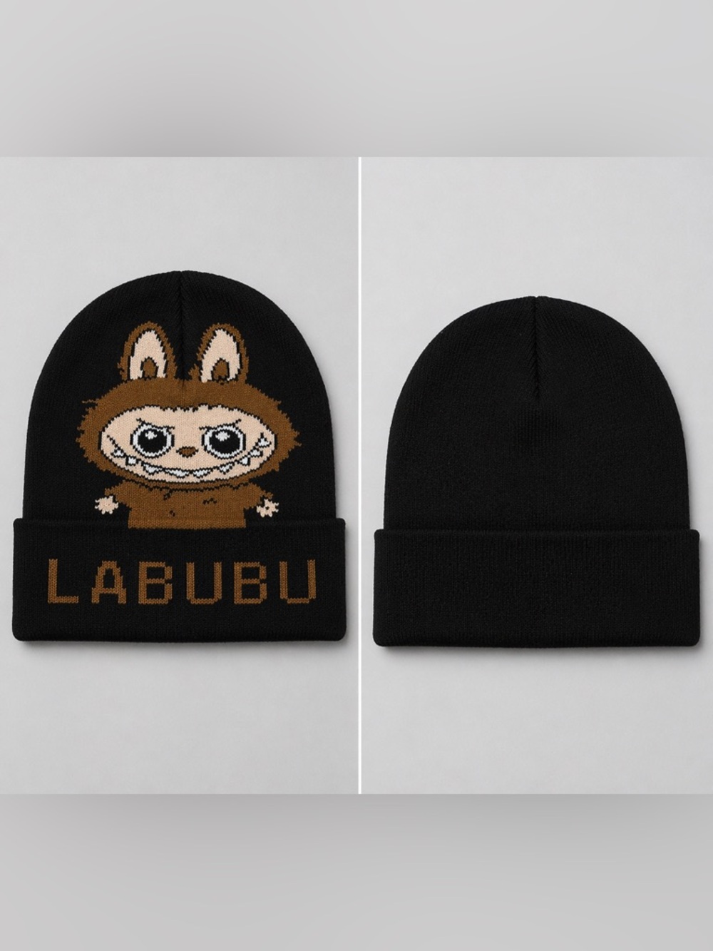 Labubu Black Knit Beanie Hat Character Graphic Teen/Adult One Size NWT